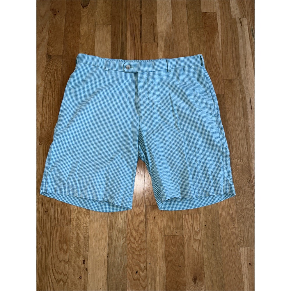 Peter Millar Men's Crown‎ Sport Seersucker Gingham Check Chino Golf Shorts Sz 34